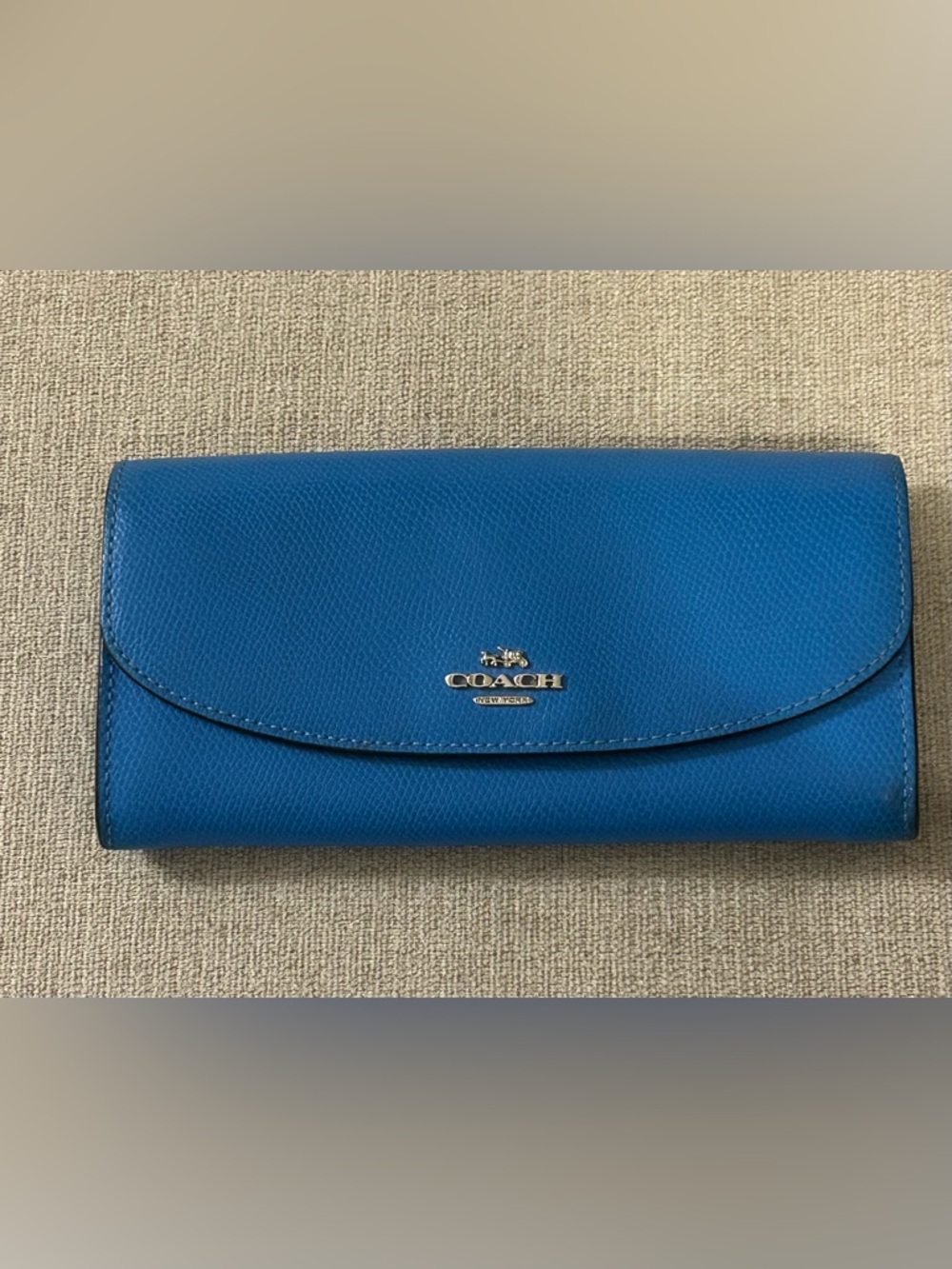Coach Turquoise Blue Slim Envelope Wallet, Floral Lining